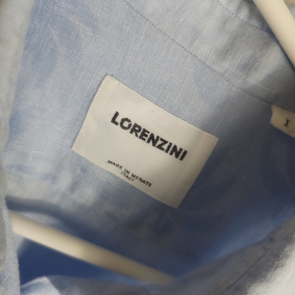 Lorenzini Blue Linen Button Fown Shirt - Picture 8 of 8